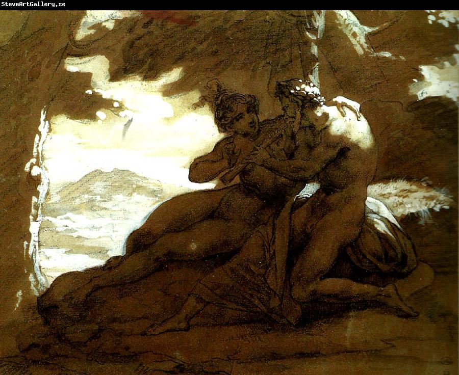 Theodore   Gericault nymphe et satyre